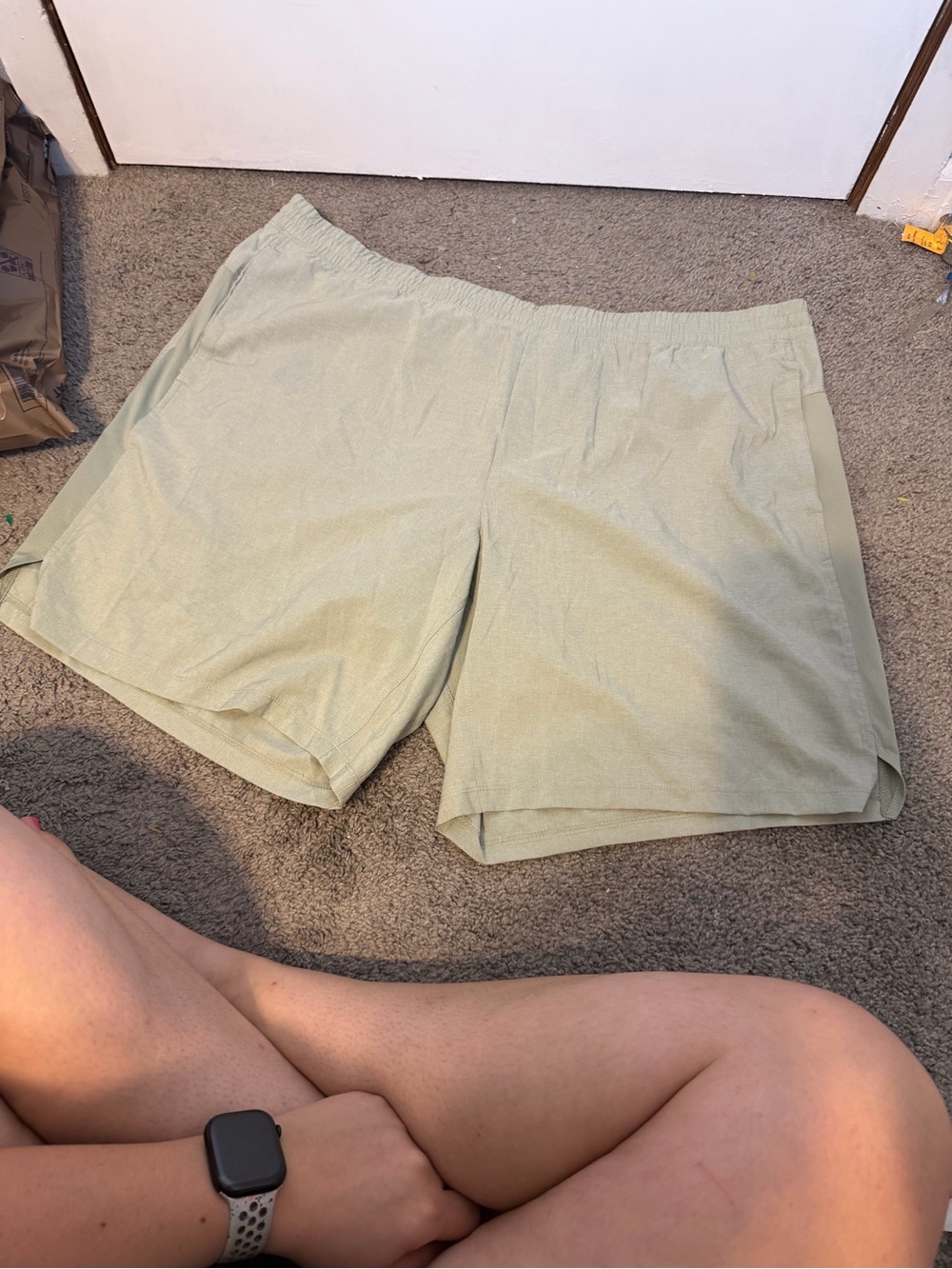 all in motion Light Sage Elastic-Waist Athletic Shorts